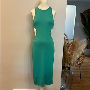 Sleeveless Teal Cut-Out Dress